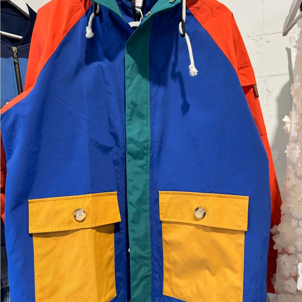 dingo Colorblock Utility Jacket in Blue, Red, Green & Yellow